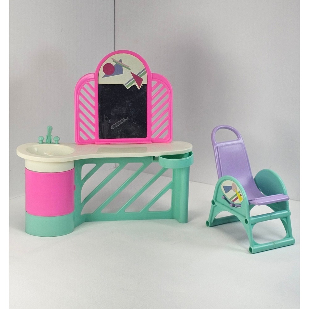 Vintage 1980s Barbie Beauty Salon Vanity Sink Chair Furniture Mattel Accessories